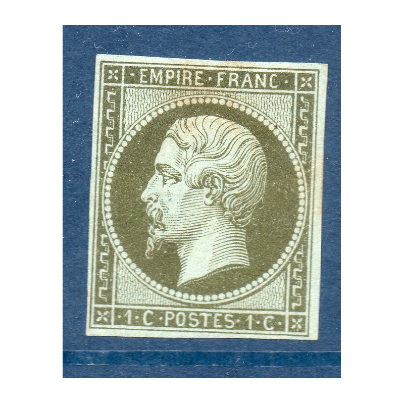 Timbre France Yvert No 11 Type Empire 1c Olive Neuf * avec trace de charnière