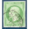 Timbre France Yvert No 12a Type Empire 5c Vert jaune Oblitéré CaD Type 15