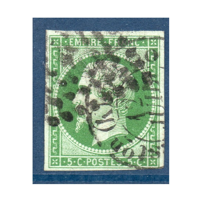 Timbre France Yvert No 12b Type Empire 5c Vert foncé Oblitéré CaD Type 15