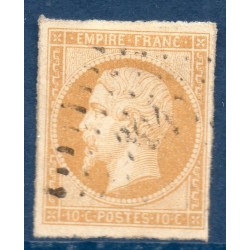 Timbre France Yvert No 13Aa Type I Empire 10c Jaune citron Oblitéré Petits chiffres