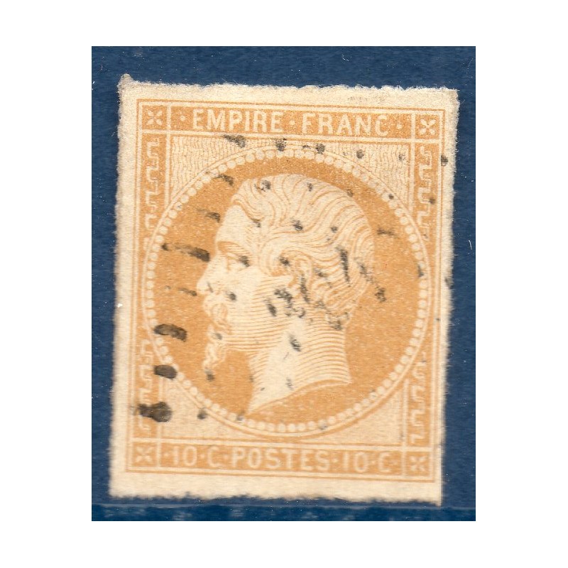 Timbre France Yvert No 13Aa Type I Empire 10c Jaune citron Oblitéré Petits chiffres