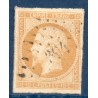 Timbre France Yvert No 13Aa Type I Empire 10c Jaune citron Oblitéré Petits chiffres