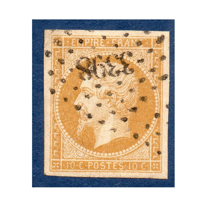 Timbre France Yvert No 13A Type I Empire 10c Bistre Oblitéré Petits chiffres