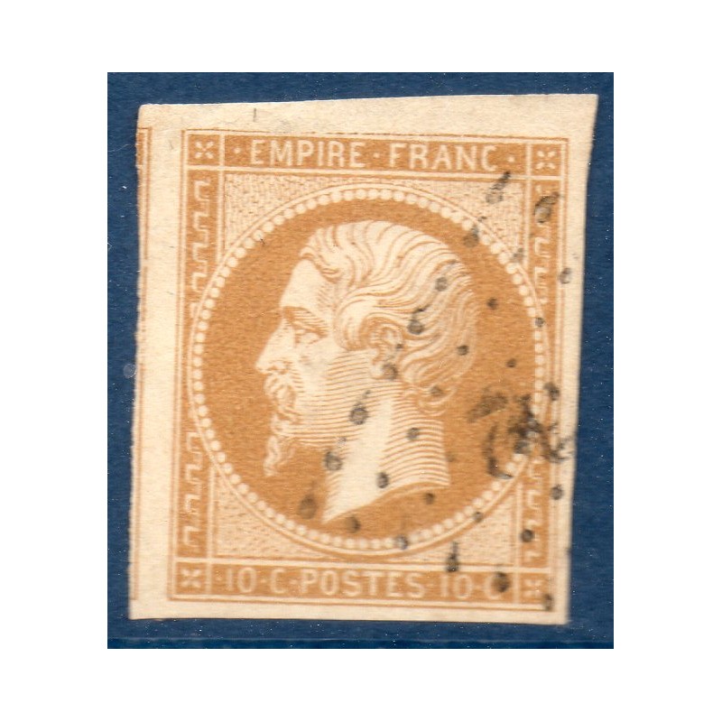 Timbre France Yvert No 13Ac Type I Empire 10c Bistre brun Oblitéré petits chiffres