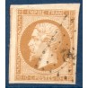 Timbre France Yvert No 13Ac Type I Empire 10c Bistre brun Oblitéré petits chiffres