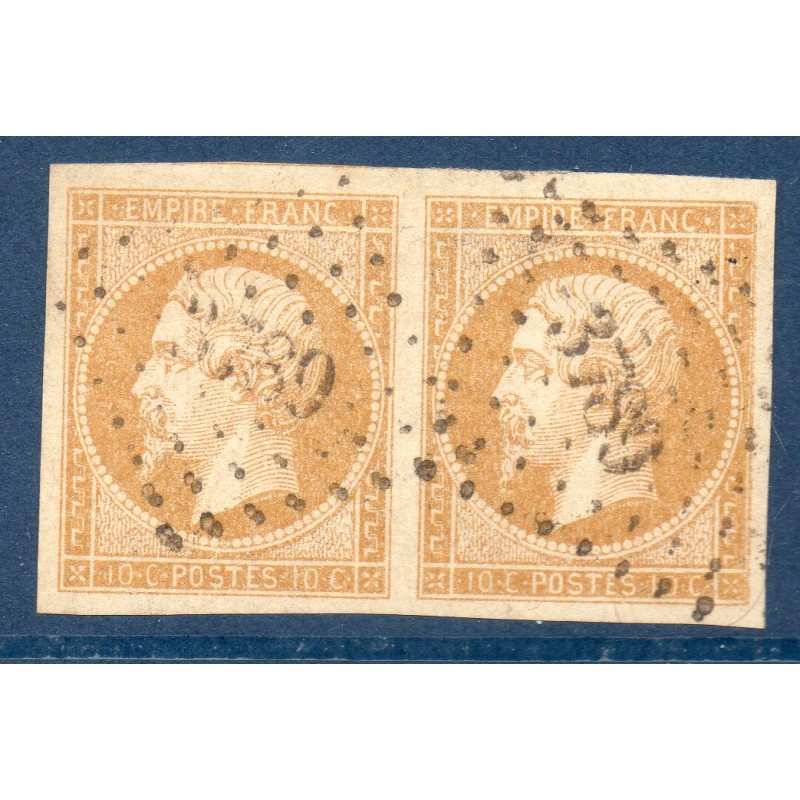 Timbre France Yvert Paire No 13A Type I Empire 10c Bistre Oblitéré petits chiffres