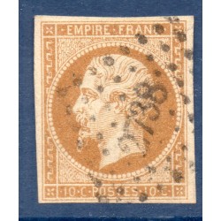 Timbre France Yvert No 13B Type II Empire 10c Brun clair Oblitéré petits chiffres