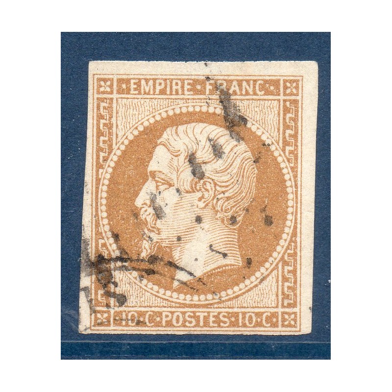 Timbre France Yvert No 13B Type II Empire 10c Brun clair Oblitéré CaD Type 15