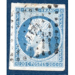 Timbre France Yvert No 14A Type I Empire 20c Bleu Oblitéré Petits chiffres