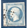 Timbre France Yvert No 14Af Type I Empire 20c Bleu laiteux Oblitéré Petits chiffres