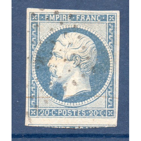 Timbre France Yvert No 14Af Type I Empire 20c Bleu laiteux Oblitéré