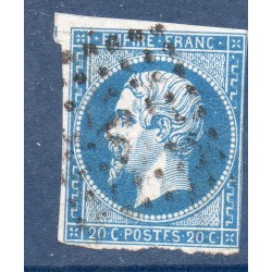 Timbre France Yvert No 14Ah Type I Empire 20c Bleu POSTFS Oblitéré petits chiffres