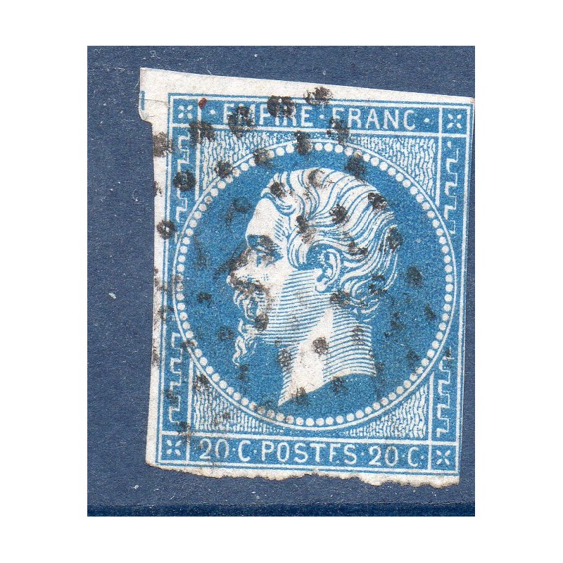 Timbre France Yvert No 14Ah Type I Empire 20c Bleu POSTFS Oblitéré petits chiffres