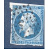 Timbre France Yvert No 14Ah Type I Empire 20c Bleu POSTFS Oblitéré petits chiffres