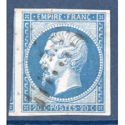 Timbre France Yvert No 14B Type II Empire 20c Bleu Oblitéré