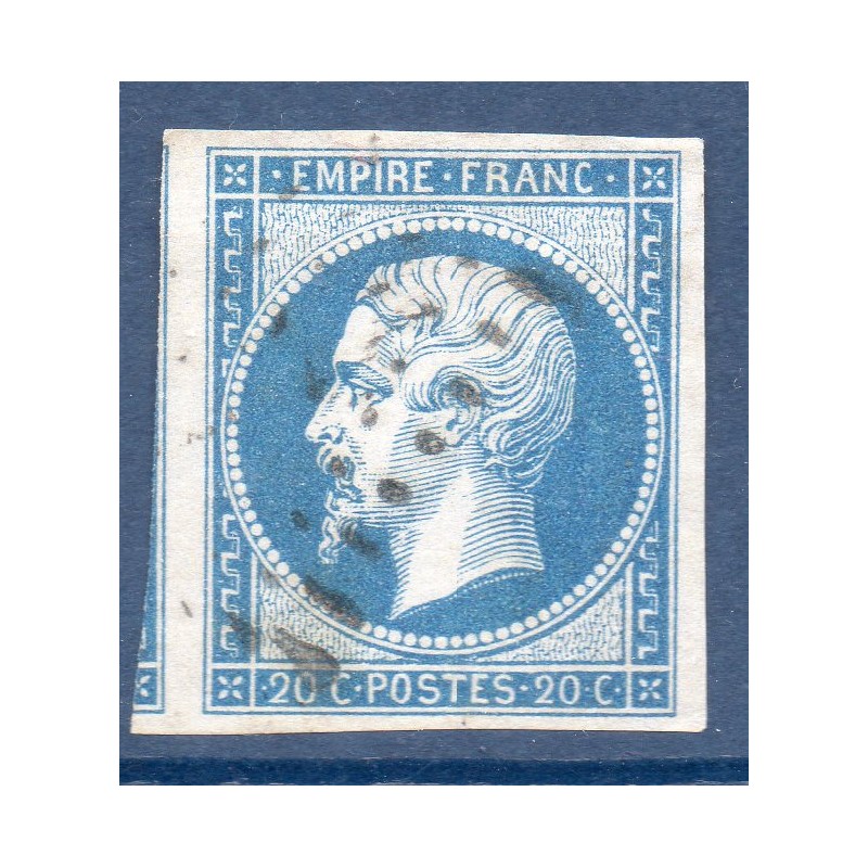 Timbre France Yvert No 14B Type II Empire 20c Bleu Oblitéré