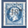 Timbre France Yvert No 14B Type II Empire 20c Bleu Oblitéré Gros chiffres