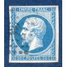 Timbre France Yvert No 14B Type II Empire 20c Bleu Oblitéré petits chiffres