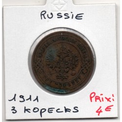 Russie 3 Kopecks 1911 CNB ST Petersbourg TTB, KM Y11.2 pièce de monnaie