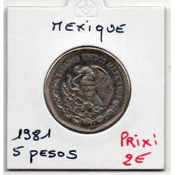 Mexique 5 Pesos 1981 Spl, KM 485 pièce de monnaie