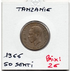 Tanzanie 50 senti 1966 Sup, KM 3 pièce de monnaie