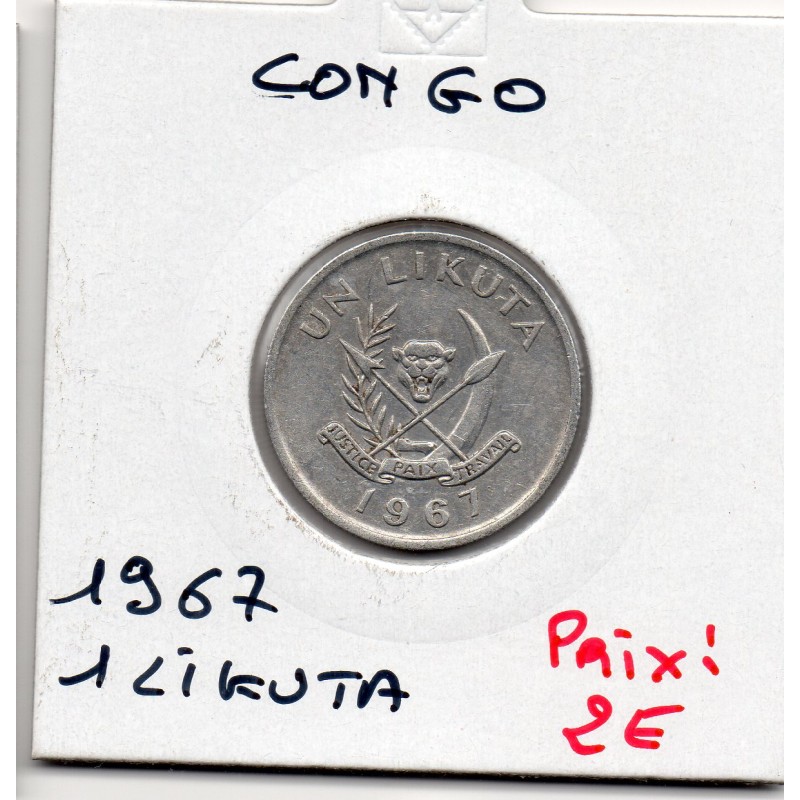 Congo 1 Likuta 1967 Sup, KM 8 pièce de monnaie