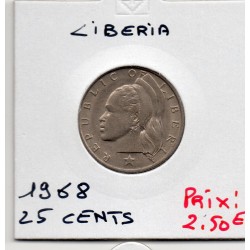 Libéria 25 cents 1968 Sup, KM 16a pièce de monnaie