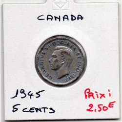Canada 5 cents 1945 Spl, KM 40a pièce de monnaie