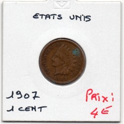 Etats Unis 1 cent 1907 TB, KM 90a pièce de monnaie