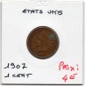 Etats Unis 1 cent 1907 TB, KM 90a pièce de monnaie