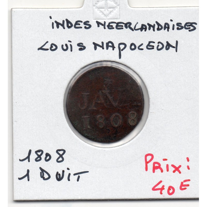 Indes Néerlandaises Java Louis Napoléon 1 duit 1808 TB+, KM 225 pièce de monnaie