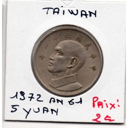 Taiwan 5 Yuan 1972 an 61 Sup, KM Y 548 pièce de monnaie