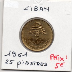 Liban 25 piastres 1961 Spl, KM 16.1 pièce de monnaie