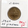 Liban 25 piastres 1961 Spl, KM 16.1 pièce de monnaie