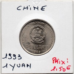 Chine 1 Yuan 1993 Spl, KM 335 pièce de monnaie
