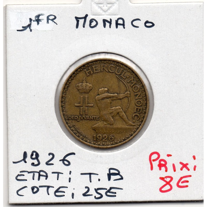 Monaco crédit Foncier 1 franc 1926 TTB, Gad 128 pièce de monnaie