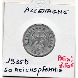 Allemagne 50 reichspfennig 1935 D, Sup- KM 87 pièce de monnaie