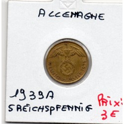 Allemagne 5 reichspfennig 1939 A, TTB KM 91 pièce de monnaie