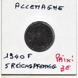 Allemagne 5 reichspfennig 1940 F, TTB KM 100 pièce de monnaie
