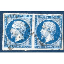 Timbre France Yvert Paire No 14A Type I Empire 20c Bleu Oblitéré