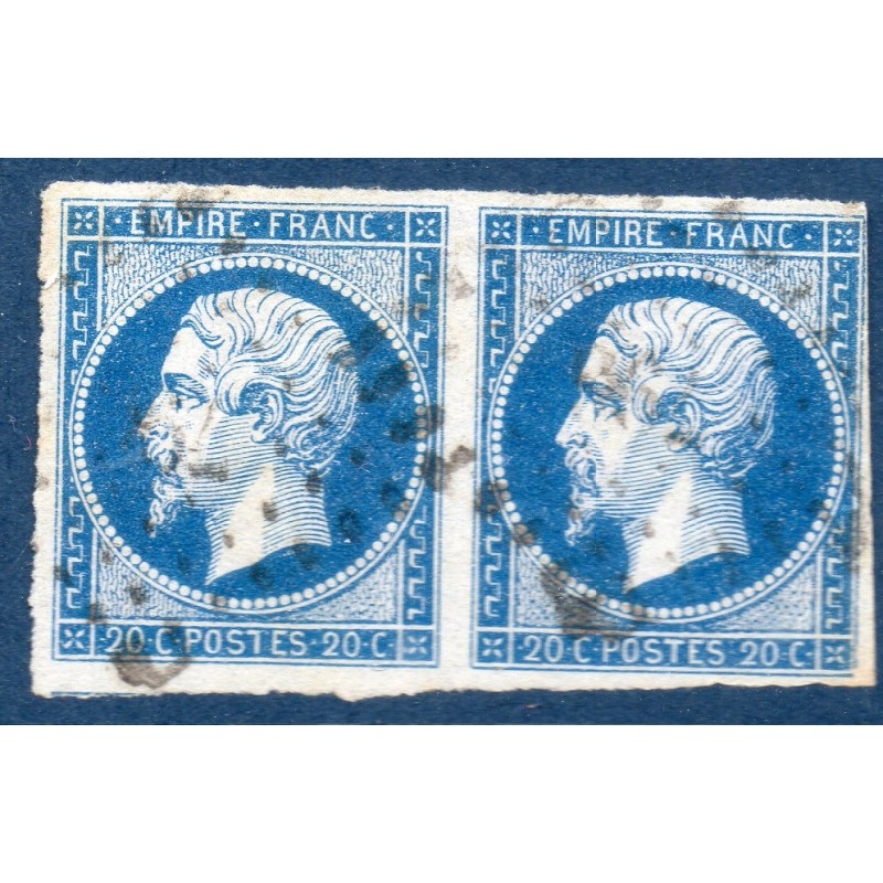 Timbre France Yvert Paire No 14A Type I Empire 20c Bleu Oblitéré