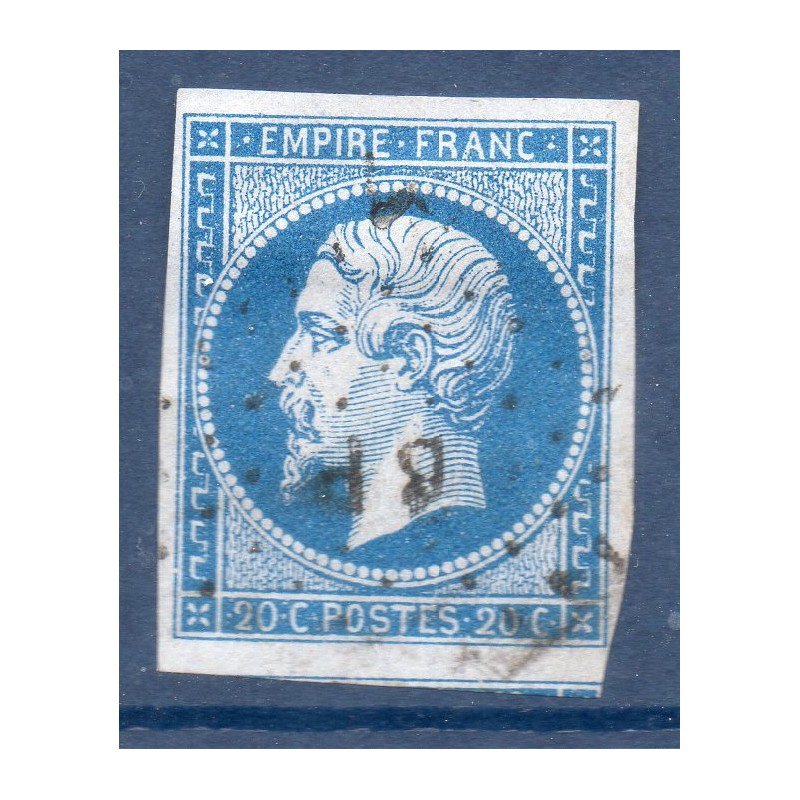 Timbre France Yvert No 14B Type II Empire 20c Bleu Oblitéré ambulant BP