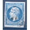 Timbre France Yvert No 14B Type II Empire 20c Bleu Oblitéré ambulant BP