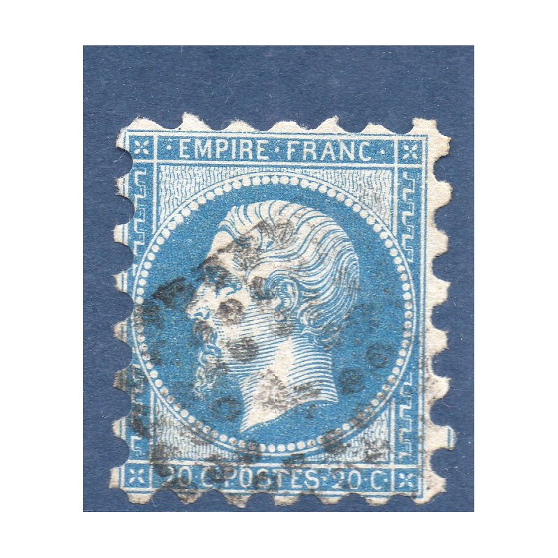 Timbre France Yvert No 14B Type II Empire 20c Bleu Oblitéré