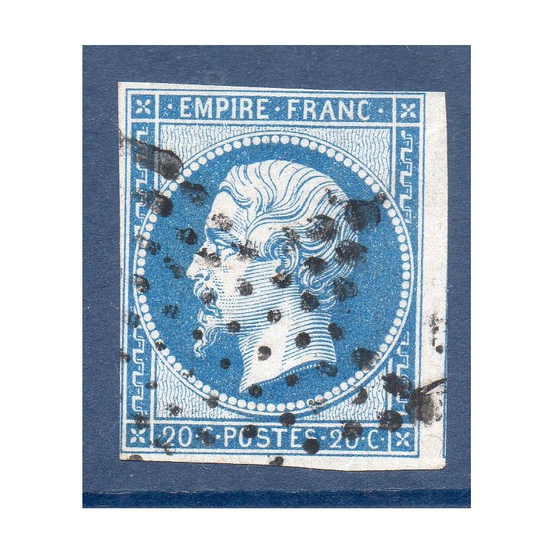 Timbre France Yvert No 14B Type II Empire 20c Bleu Oblitéré étoile Paris