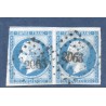 Timbre France Yvert Paire No 14B Type II Empire 20c Bleu Oblitéré petits chiffres