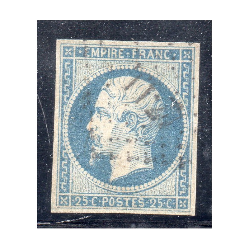 Timbre France Yvert No 15 Empire 25c Bleu Oblitéré petits chiffres