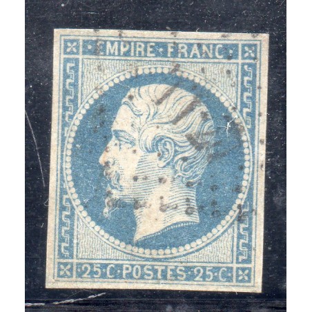 Timbre France Yvert No 15 Empire 25c Bleu Oblitéré petits chiffres