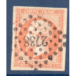 Timbre France Yvert No 16  Empire 40c orange Oblitéré petits chiffres