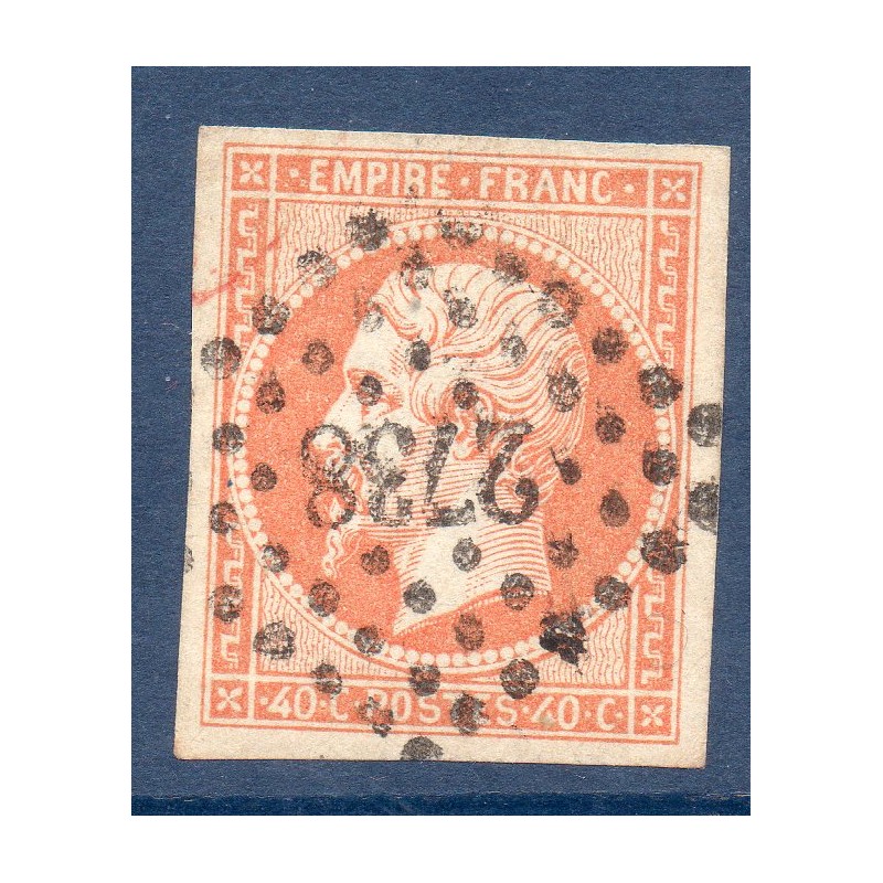 Timbre France Yvert No 16  Empire 40c orange Oblitéré petits chiffres